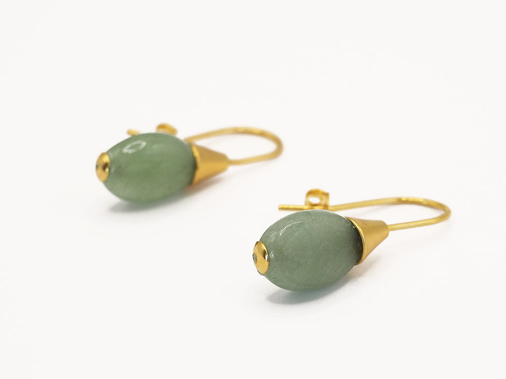 Pendientes fijos oval aventurina