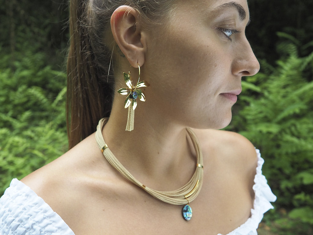 Pendientes floral abalone