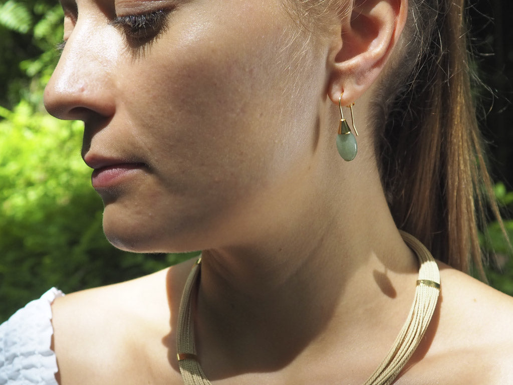 Pendientes fijos oval aventurina