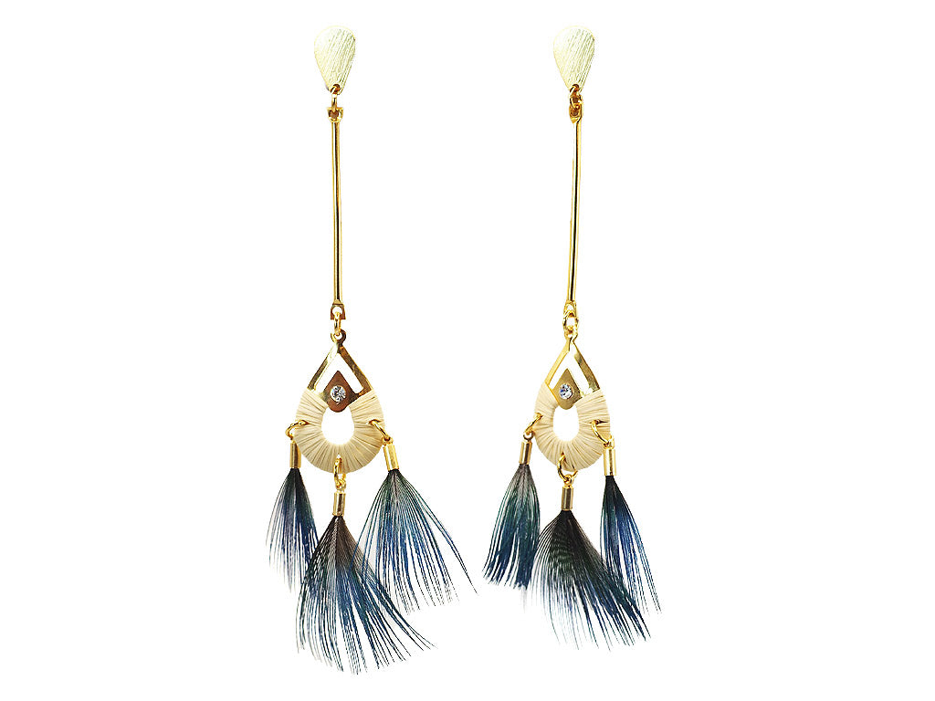 Pendientes plumas Pavo Real largo
