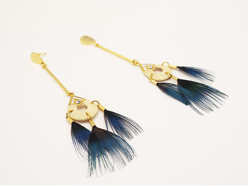 Pendientes plumas Pavo Real largo