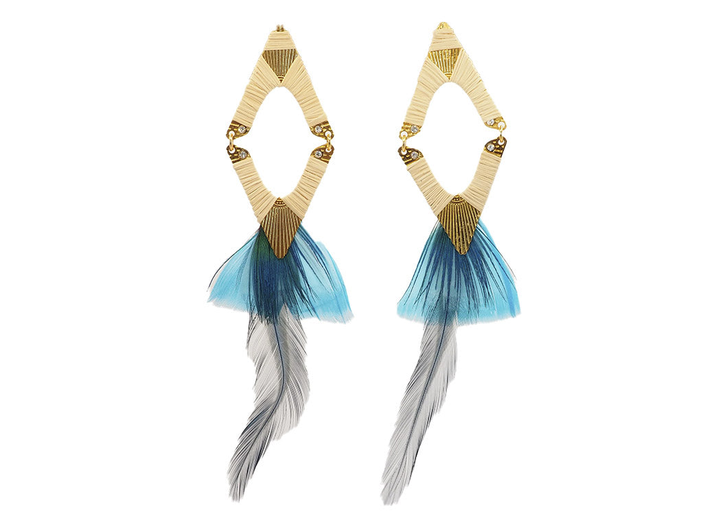 Pendientes plumas naturales azul