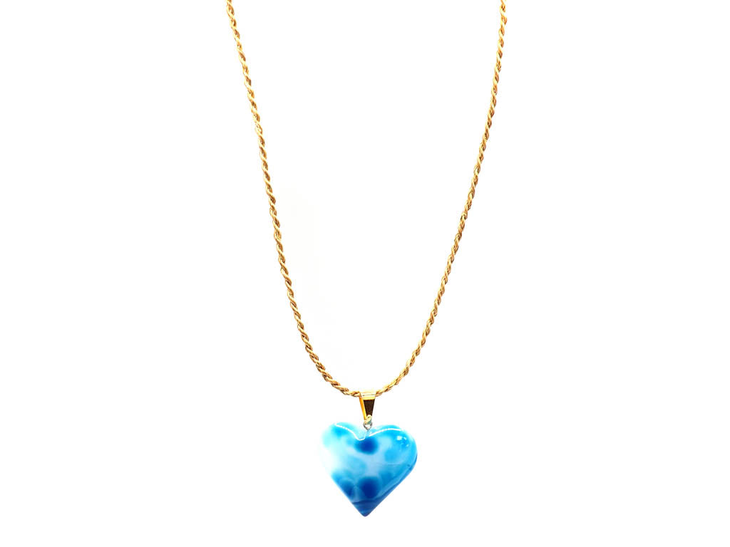 Natural stone blue heart pendant
